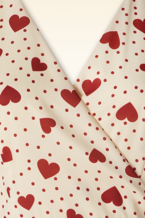 Vixen - Heart Polka Dot Wrap Dress in Cream 3