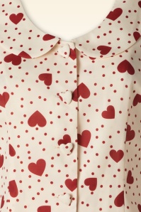 Vixen - Heart Polka Dot Collared Top in Cream 4