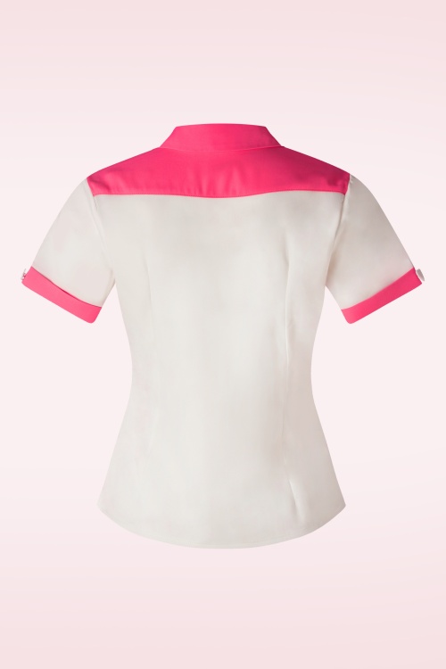 Vixen - Western print geborduurd shirt in wit 2