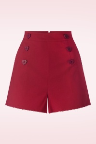 Vixen - Heart Button Shorts in Rot