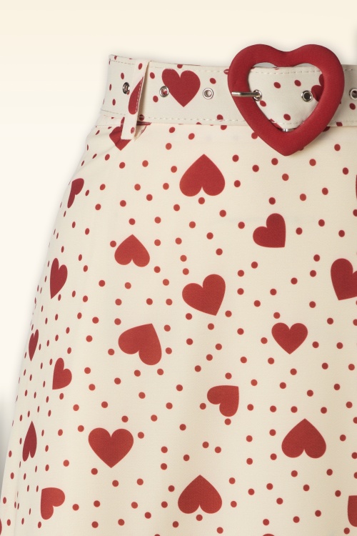 Vixen - Heart Polka Dot Midi Skirt in Cream 3