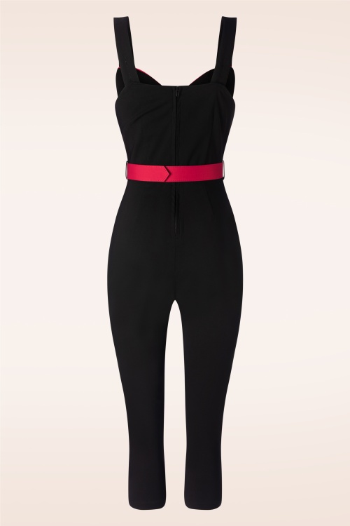 Vixen - Heart Buckle capri jumpsuit in zwart 2