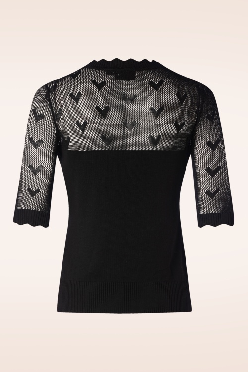 Vixen - Heart Pattern Scallop Edge Sweater in Black 2