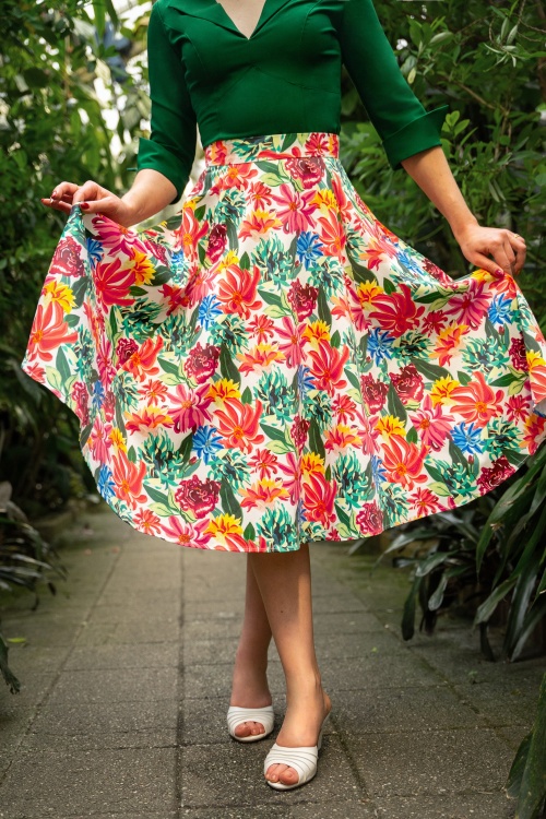 Topvintage Boutique Collection - Topvintage exclusive ~ Adriana Flower Swing Skirt in Multi