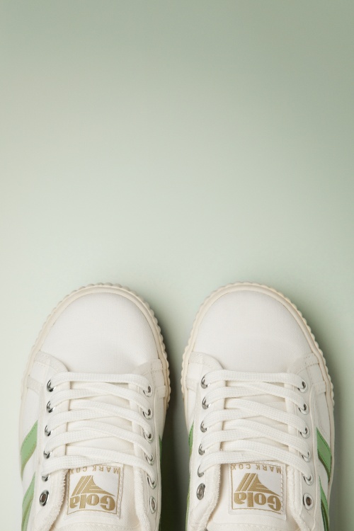Gola - Mark Cox Tennis Sneakers in gebroken wit en patina groen 2