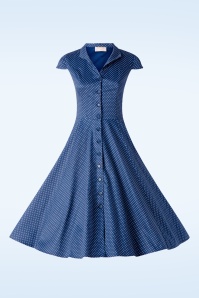 Topvintage Boutique Collection - Topvintage exclusive ~ Angie Polkadot Swing Dress in Navy and White 4