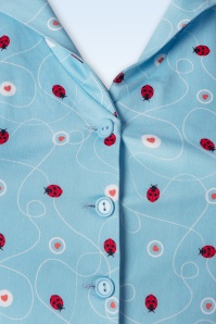Topvintage Boutique Collection - Exclusivité Topvintage ~ Robe corolle à motif coccinelle Angie en bleu clair 5
