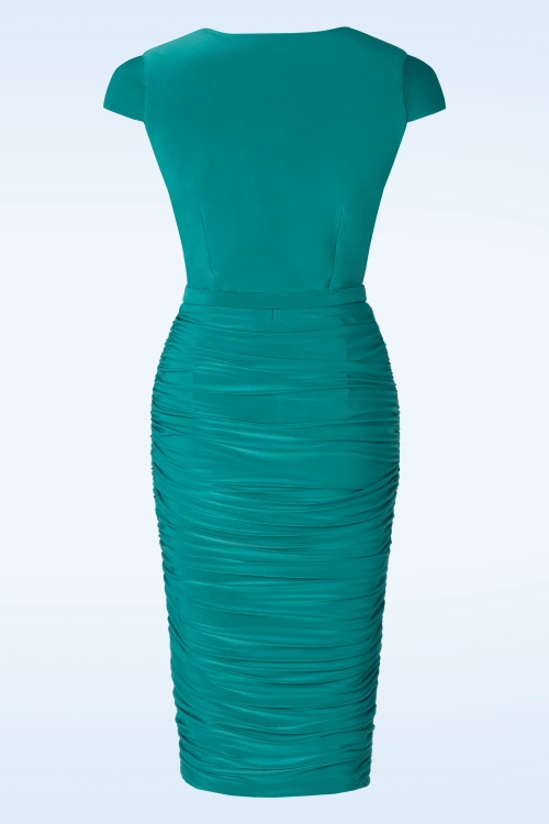 Vintage Diva  - The Geneveeve Pencil Dress in Turquoise 5