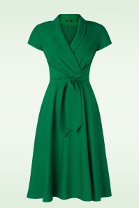 Vintage Diva  - La robe corolle Emma en vert émeraude 3