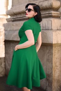Vintage Diva  - The Emma swing jurk in smaragdgroen 2