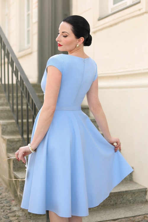Vintage Diva - The Jane swing jurk in luchtblauw 2
