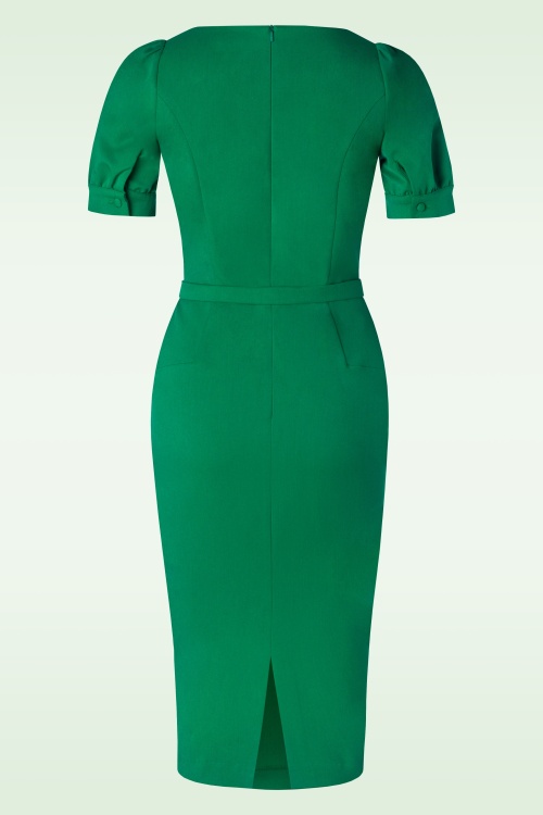 Vintage Diva  - Graziella pencil jurk in groen 5