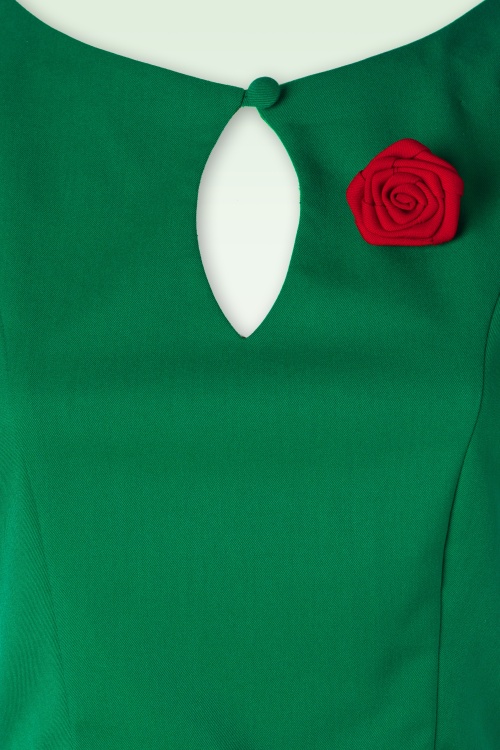 Vintage Diva  - Graziella pencil jurk in groen 4