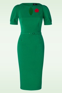 Vintage Diva  - Graziella pencil jurk in groen 3