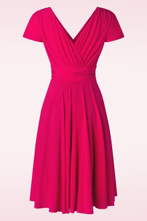 Vintage Diva  - La robe corolle Alessandra en rose vif 5