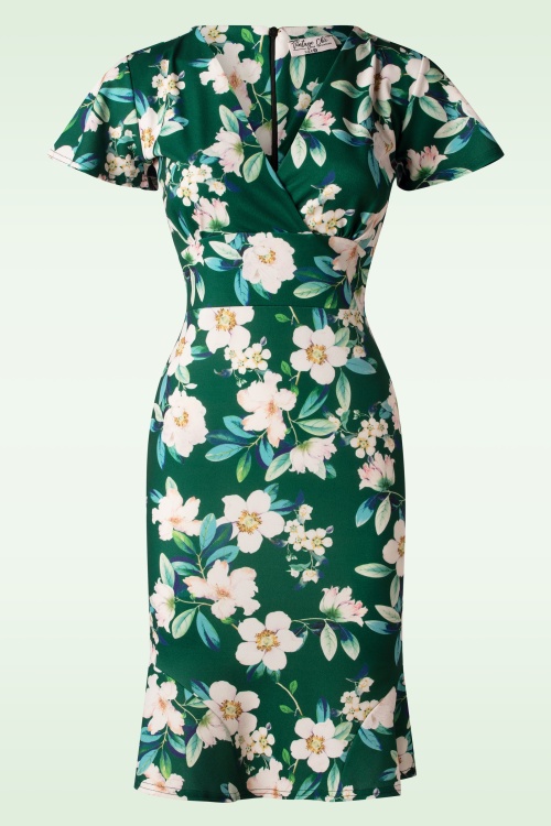 Vintage Chic for Topvintage - Katie Tropical Pencil Dress in Mustard