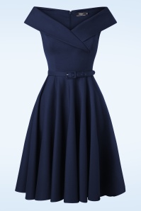 Vintage Diva  - De Aurelia swing jurk in middernachtblauw 6