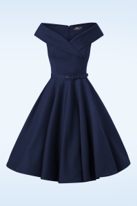 Vintage Diva  - De Aurelia swing jurk in middernachtblauw 8