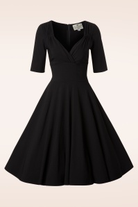 Collectif Clothing - 50s Trixie Doll Swing Dress in Black 5