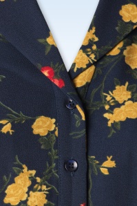 Collectif Clothing - Caterina Bloom Shirt in Marineblau 3