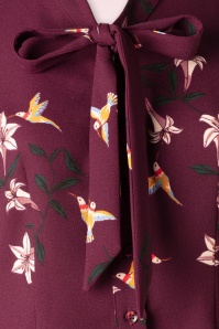 Collectif Clothing - Luiza Lilies and Birds Blouse in Wine 4