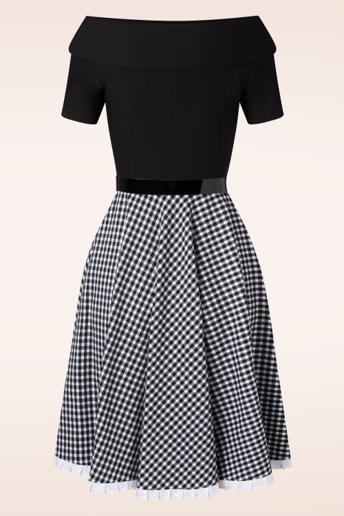 Glamour Bunny - The Brigitte Gingham Swing Dress in Black and White 3