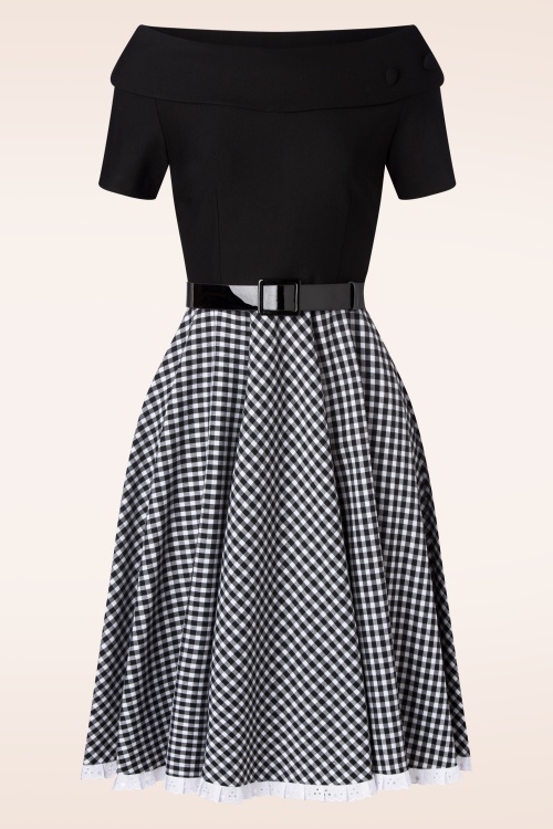 Glamour Bunny - The Brigitte Gingham Swing Dress in Black and White 2