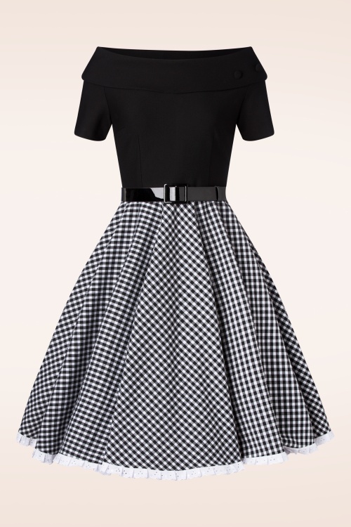Glamour Bunny - The Brigitte Gingham Swing Dress in Black and White 4