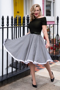 Glamour Bunny - The Brigitte Gingham Swing Dress in Black and White