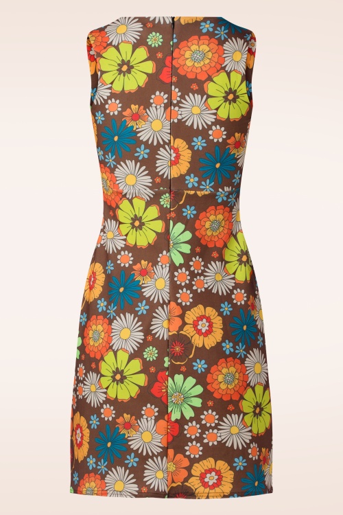 Vintage Chic for Topvintage - Betty floral jurk in bruin 2