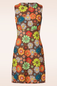 Vintage Chic for Topvintage - Betty floral jurk in bruin