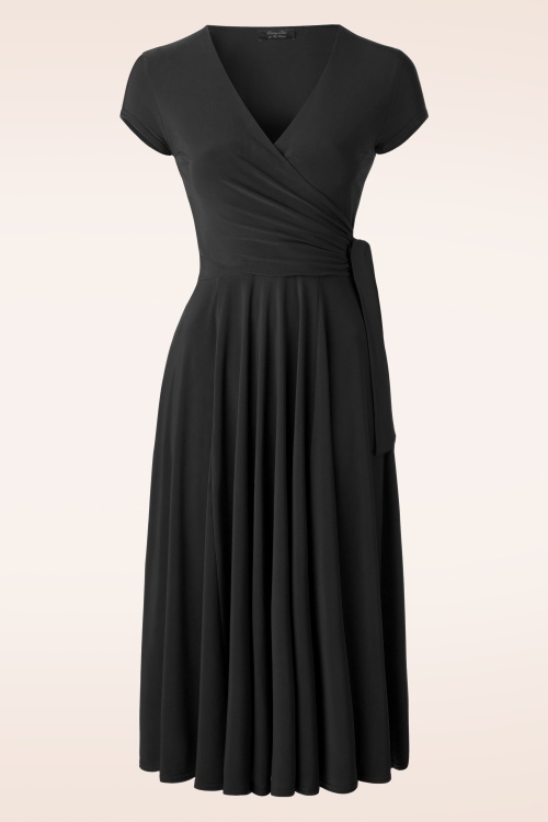 Vintage Chic for Topvintage - Layla gekruiste jurk in zwart 2