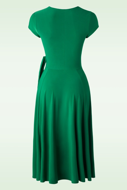 Vintage Chic for Topvintage - Layla gekruiste jurk in groen 4
