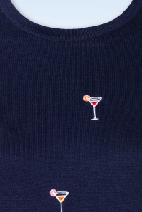 Banned Retro - Cocktail Hour jumper in marineblauw 3