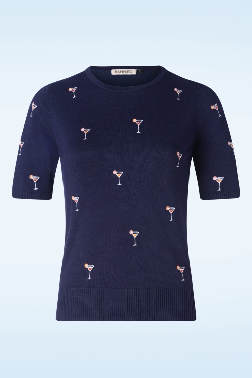 Banned Retro - Cocktail Hour Jumper in Navy