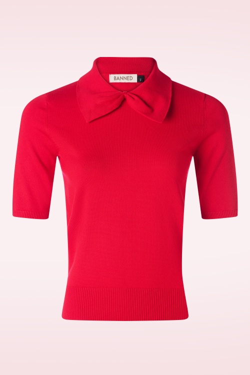 Banned Retro - Bow Delight Pullover in Rot