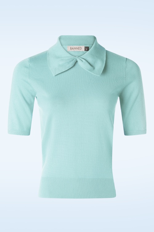 Banned Retro - Bow Delight Jumper in Pastel Blue