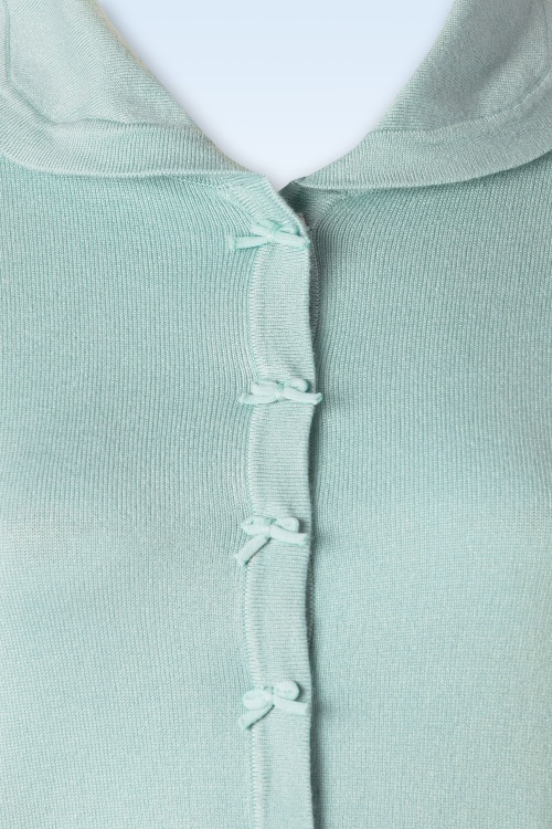 Banned Retro - April Short Sleeve Cardigan in Aqua Blue 3