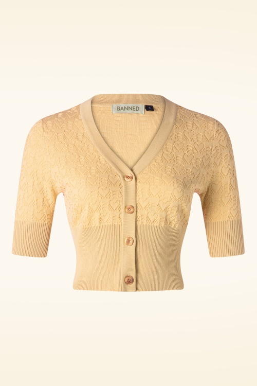 Banned Retro - Love Heart Cardigan in Yellow