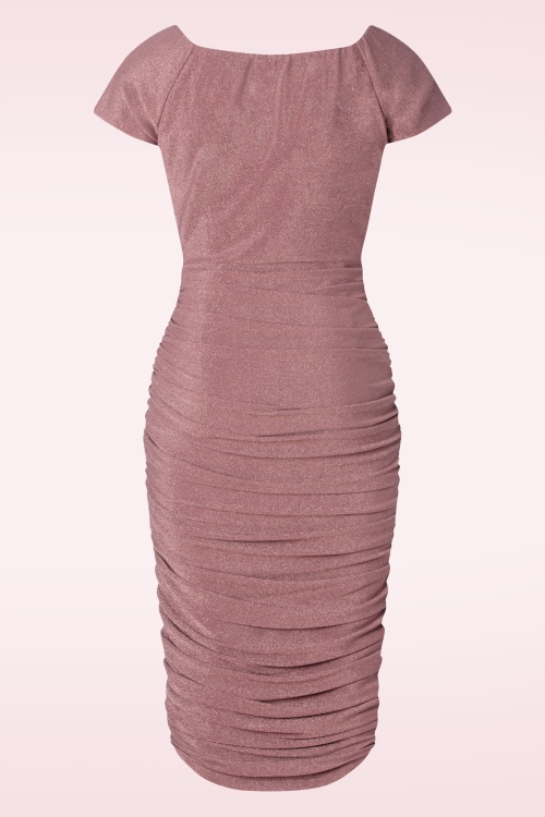Glamour Bunny - Norma Jeane pencil jurk in roze glitter 4