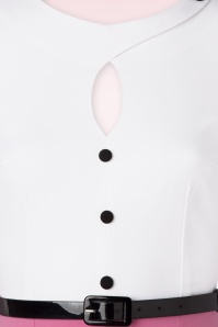 Glamour Bunny - The Sienna Pencil Dress en Rose Flamant et Blanc 5