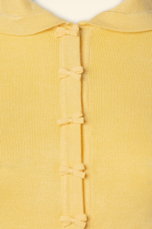 Banned Retro - April Short Sleeve Cardigan in Lemon 3