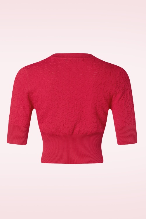 Banned Retro - Love Heart Cardigan in Red 2