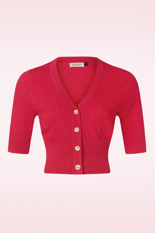 Banned Retro - Love Heart Cardigan in Red