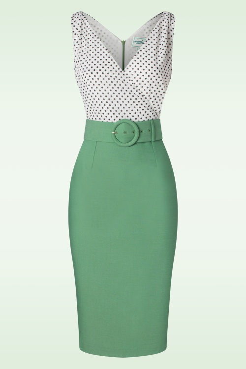 Glamour Bunny - The Roslyn Pencil Dress in Vibrant Sage Green 2