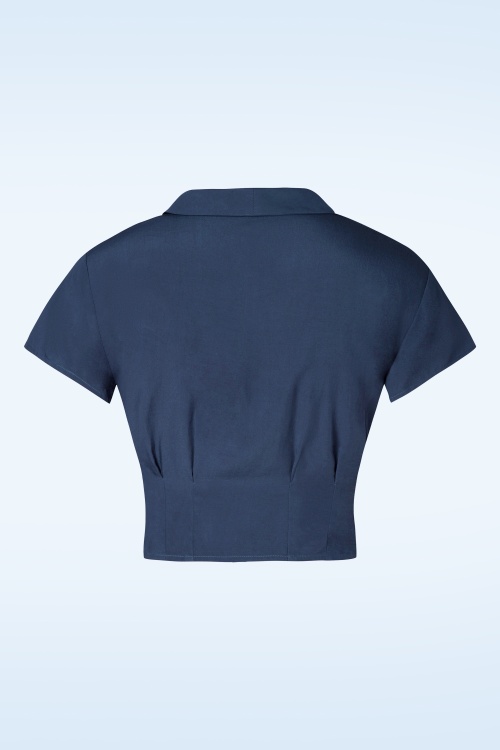 Banned Retro - Summer Ahoy blouse in marineblauw 2