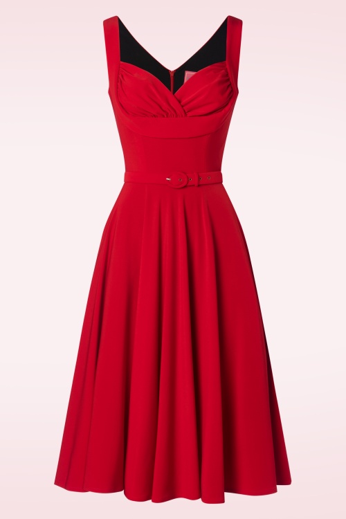 Glamour Bunny - La robe corolle Gina Lee en rouge écarlate 4