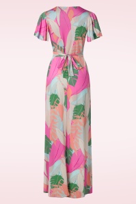 Vintage Chic for Topvintage - Robe longue Laurie en feuilles multicolores pastel 3