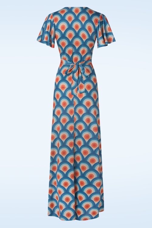 Vintage Chic for Topvintage - Robe longue Laurie à imprimé cercles géométriques 3