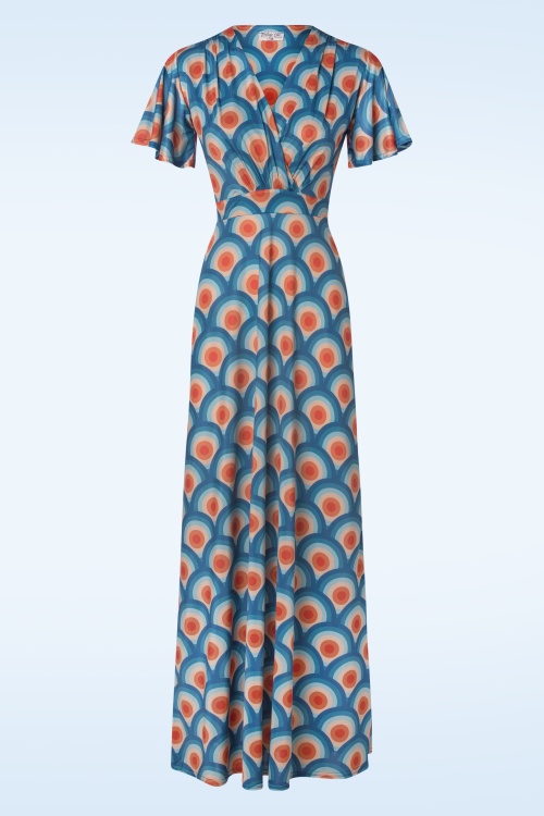 Vintage Chic for Topvintage - Laurie Abstract Maxi Dress in Turquoise and Pink